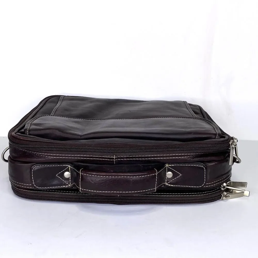 Maroon Leather Laptop Bag Vintage Latico Briefcase Travel File Organize Business